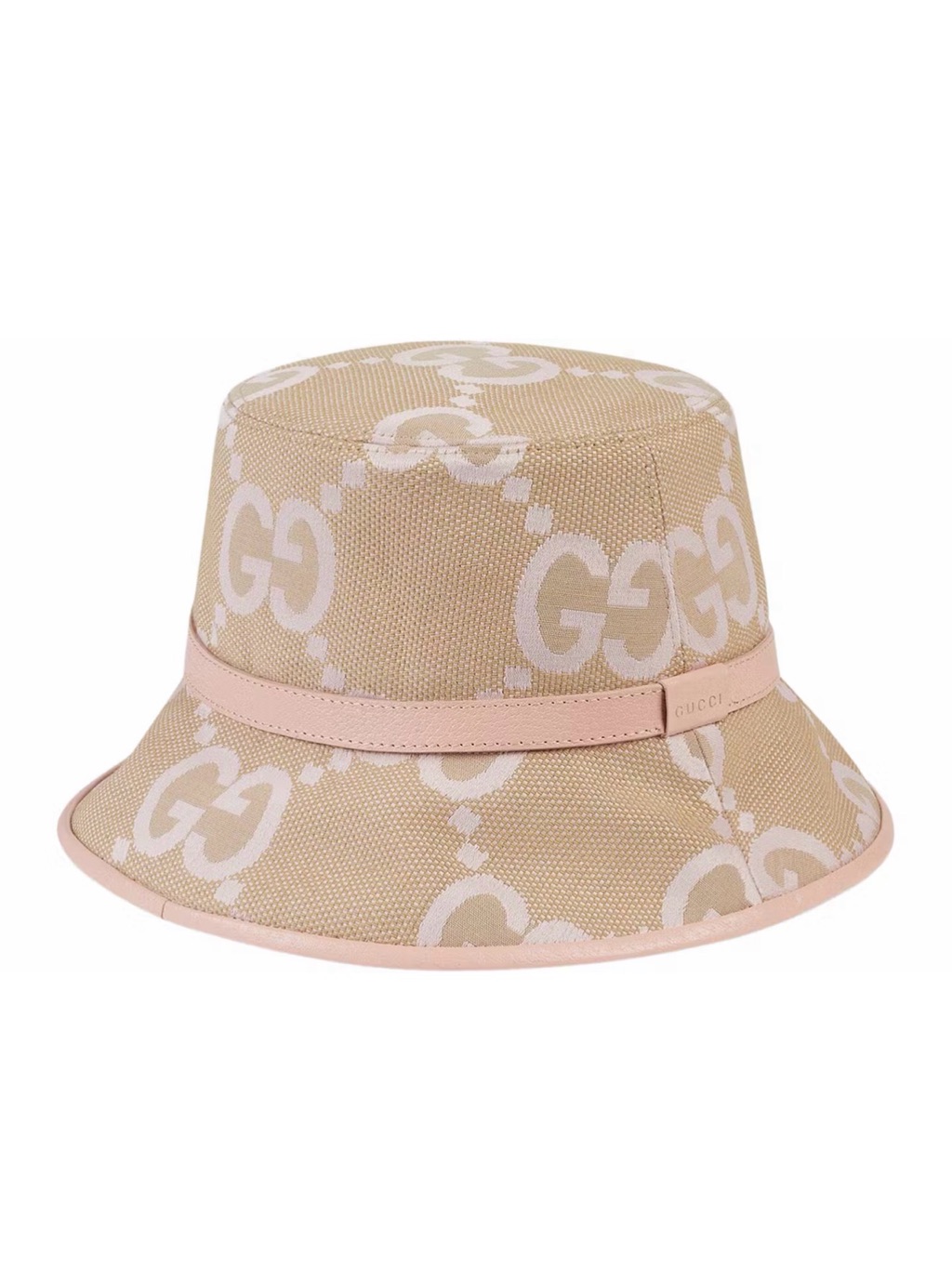 Nwt Gucci Beige And Light Pink Jumbo Gg Bucket Hat
